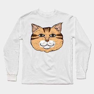 Tabby Kitty Cat Face Long Sleeve T-Shirt